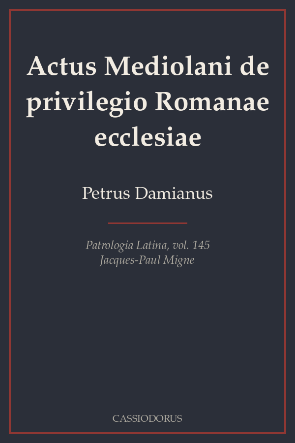 Actus Mediolani de privilegio Romanae ecclesiae cover