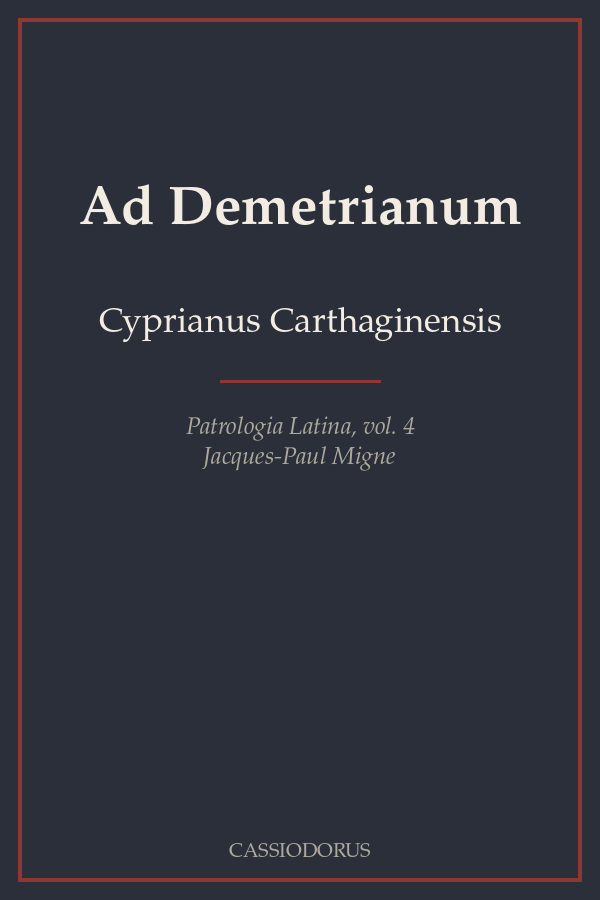 Ad Demetrianum cover