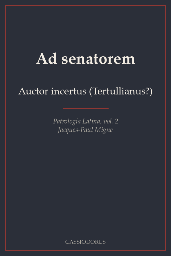 Ad senatorem cover
