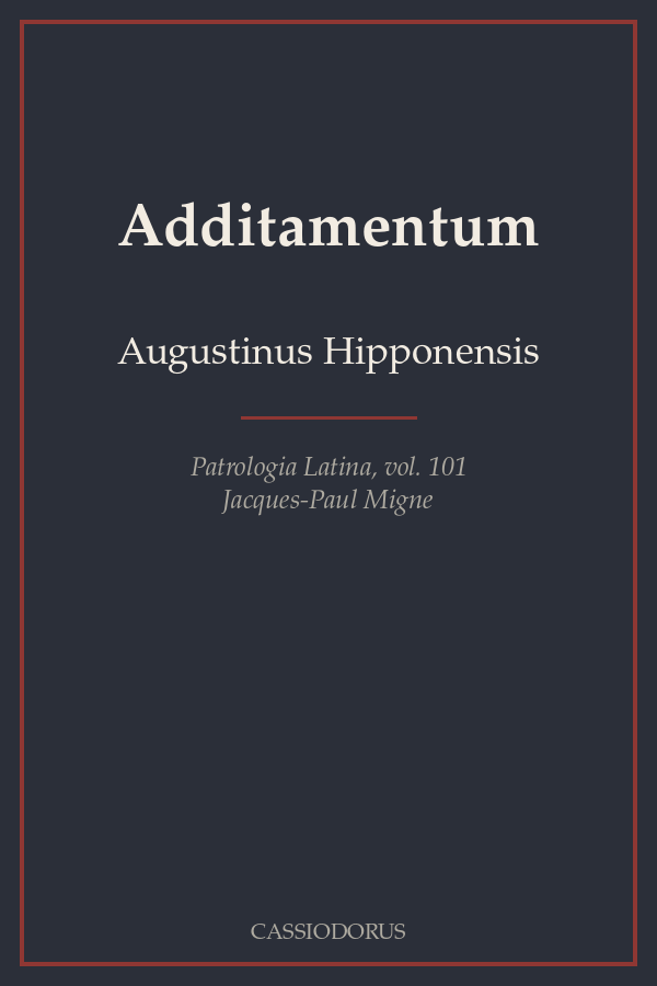 Additamentum cover