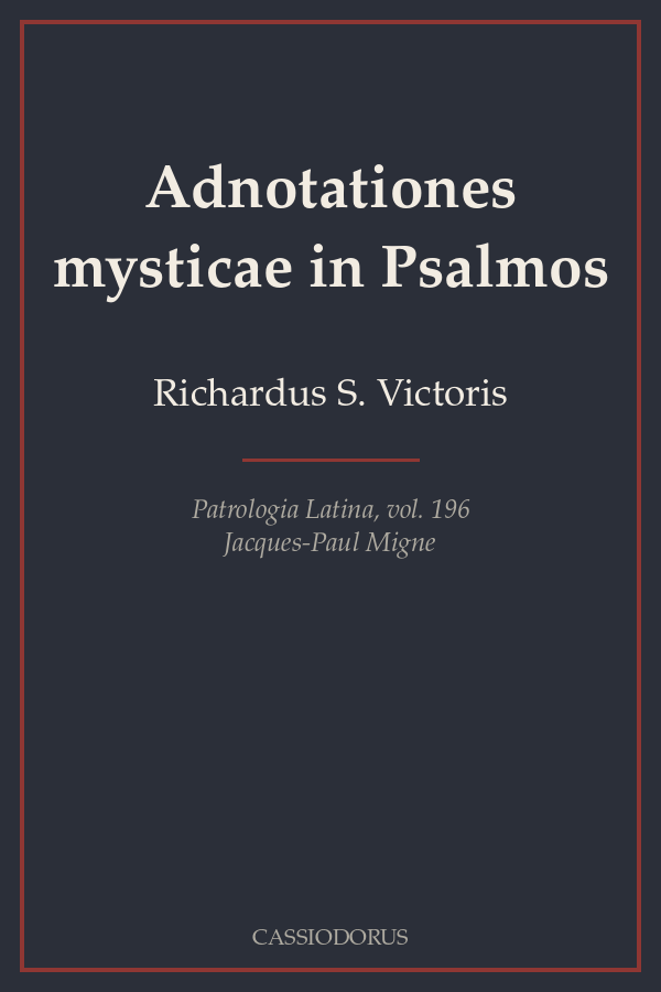 Adnotationes mysticae in Psalmos cover