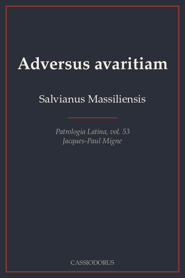 Adversus avaritiam cover