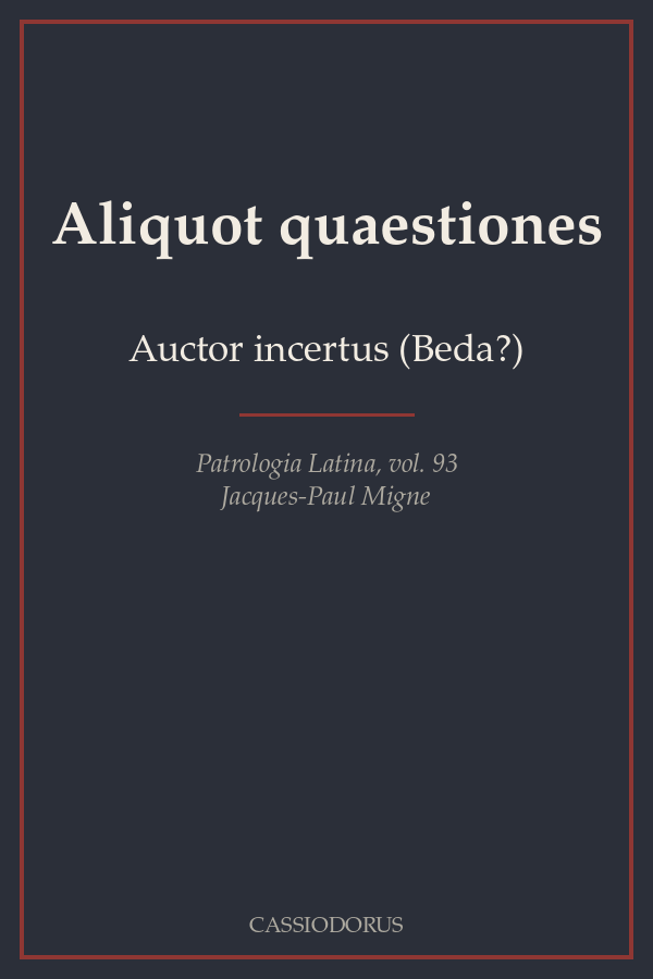 Aliquot quaestiones cover
