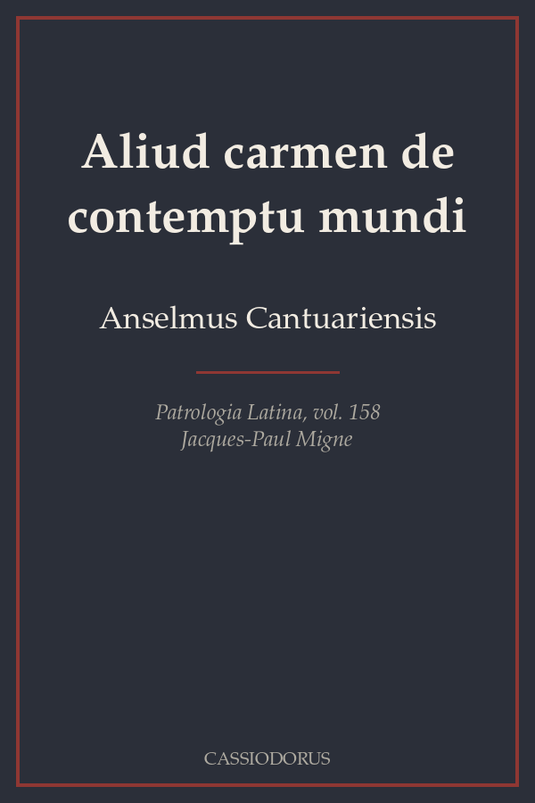 Aliud carmen de contemptu mundi cover