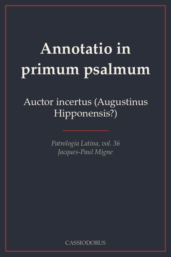 Annotatio in primum psalmum cover