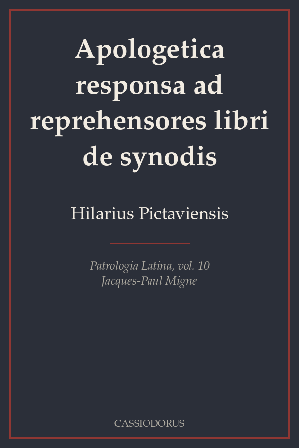 Apologetica responsa ad reprehensores libri de synodis cover