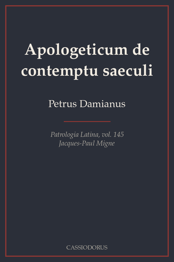Apologeticum de contemptu saeculi cover
