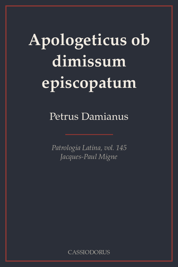Apologeticus ob dimissum episcopatum cover