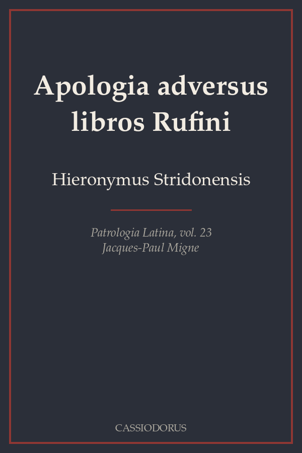 Apologia adversus libros Rufini cover