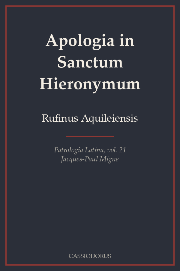 Apologia in Sanctum Hieronymum cover