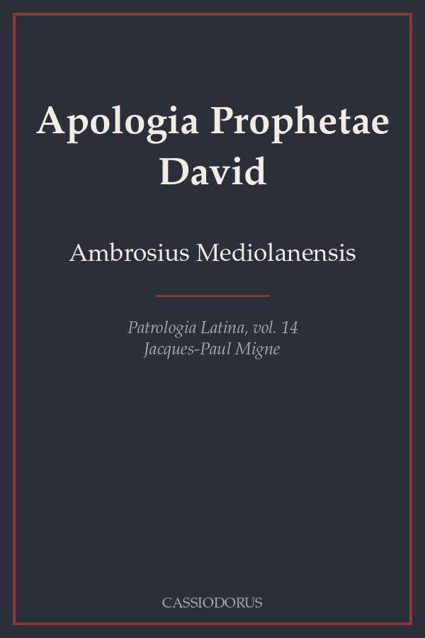 Apologia Prophetae David cover