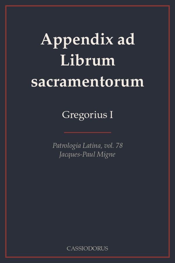 Appendix ad Librum sacramentorum cover