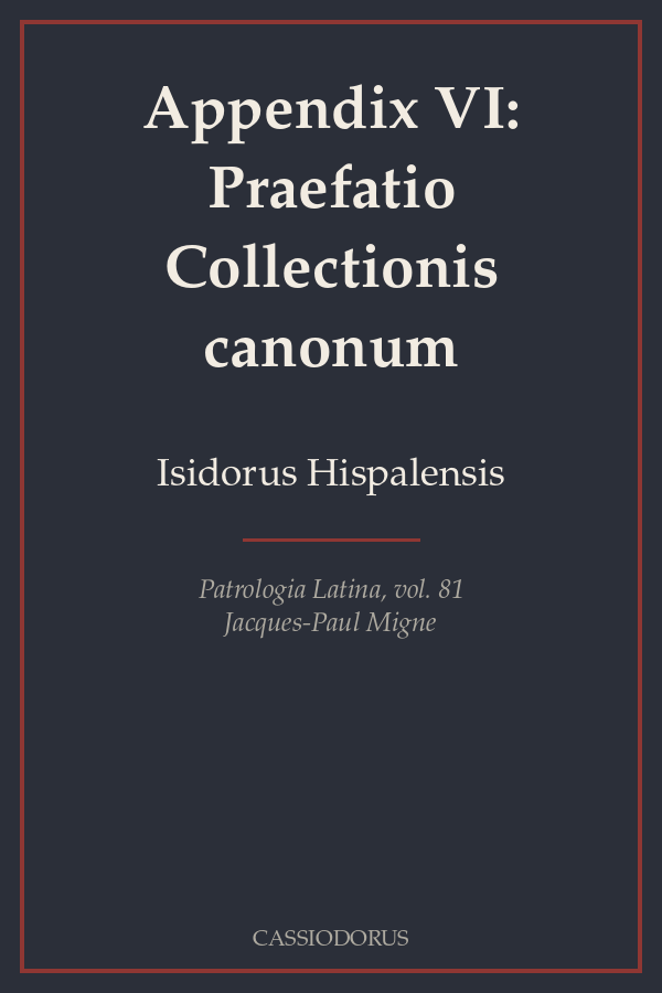 Appendix VI: Praefatio Collectionis canonum cover