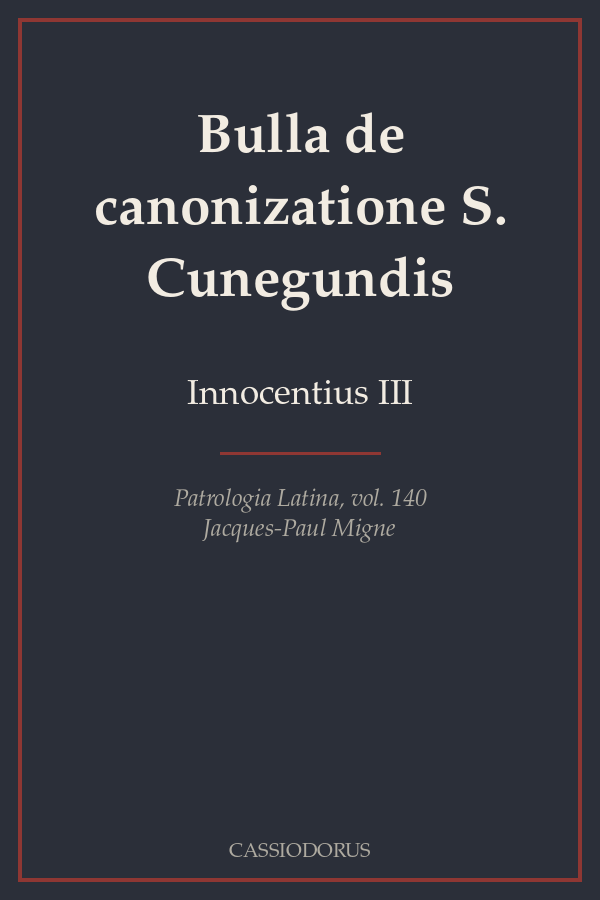 Bulla de canonizatione S. Cunegundis cover