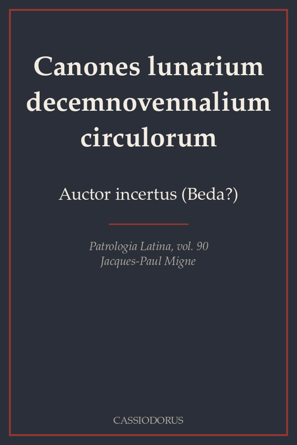 Canones lunarium decemnovennalium circulorum cover
