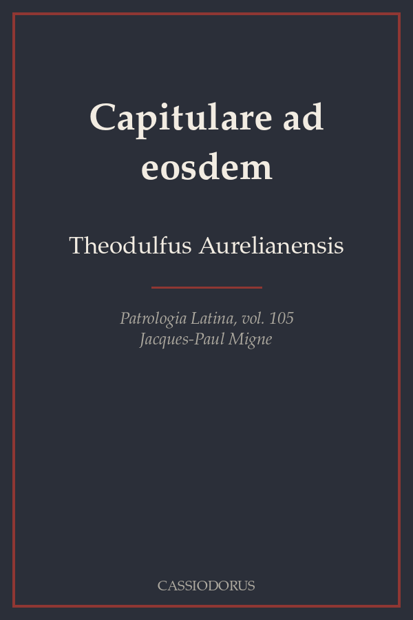Capitulare ad eosdem cover