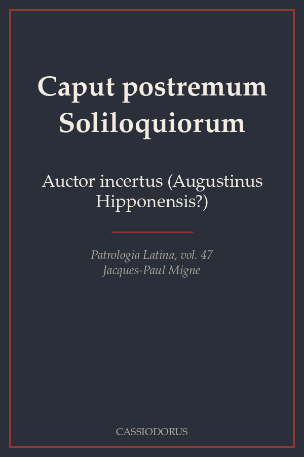 Caput postremum Soliloquiorum cover