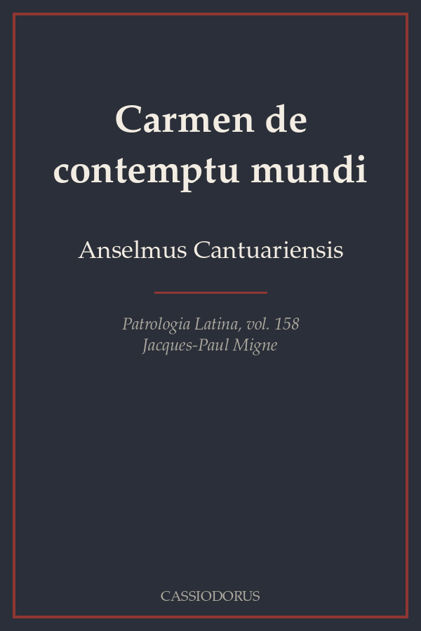 Carmen de contemptu mundi cover