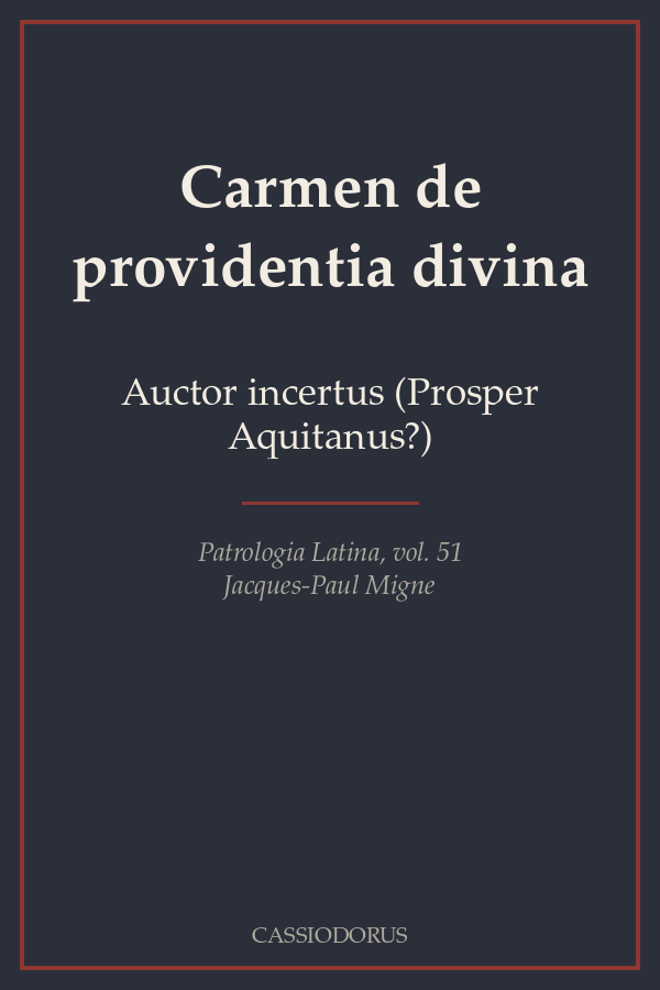 Carmen de providentia divina cover