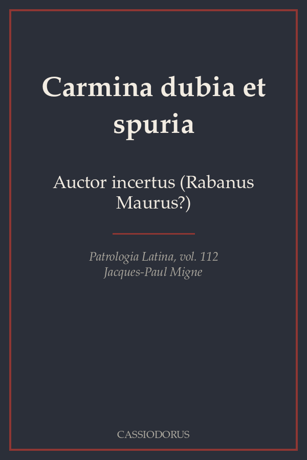 Carmina dubia et spuria cover