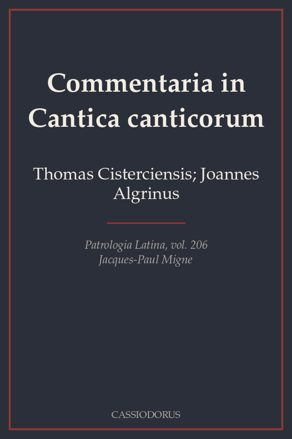 Commentaria in Cantica canticorum cover
