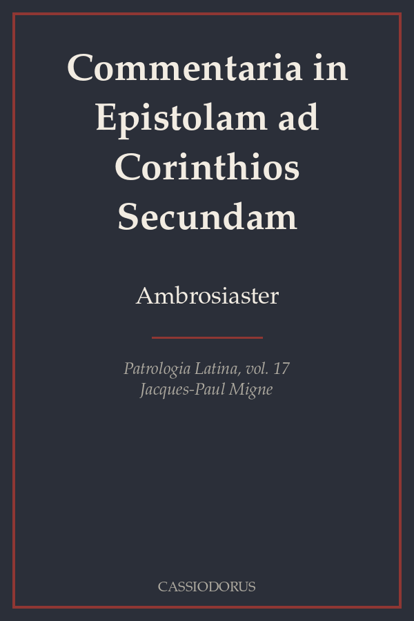 Commentaria in Epistolam ad Corinthios Secundam cover