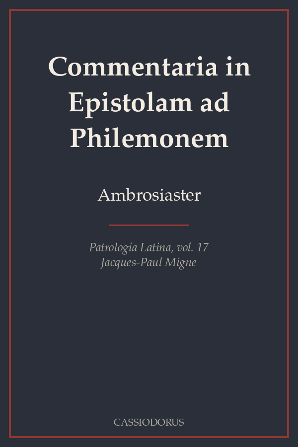 Commentaria in Epistolam ad Philemonem cover