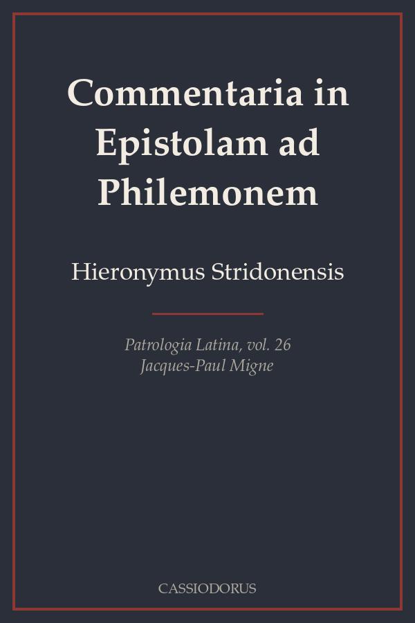 Commentaria in Epistolam ad Philemonem cover