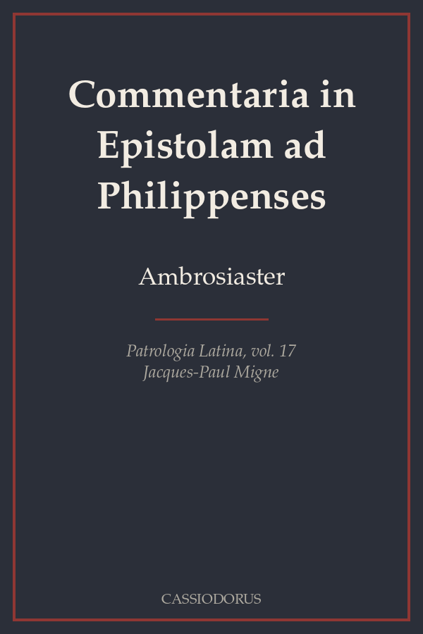 Commentaria in Epistolam ad Philippenses cover