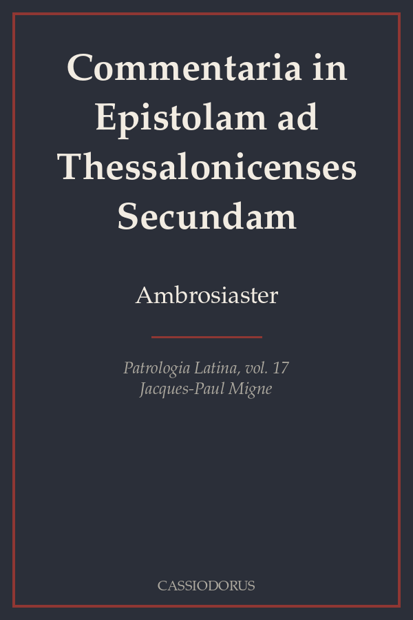 Commentaria in Epistolam ad Thessalonicenses Secundam cover