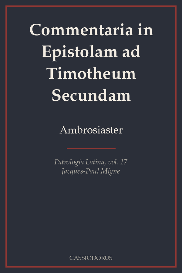 Commentaria in Epistolam ad Timotheum Secundam cover