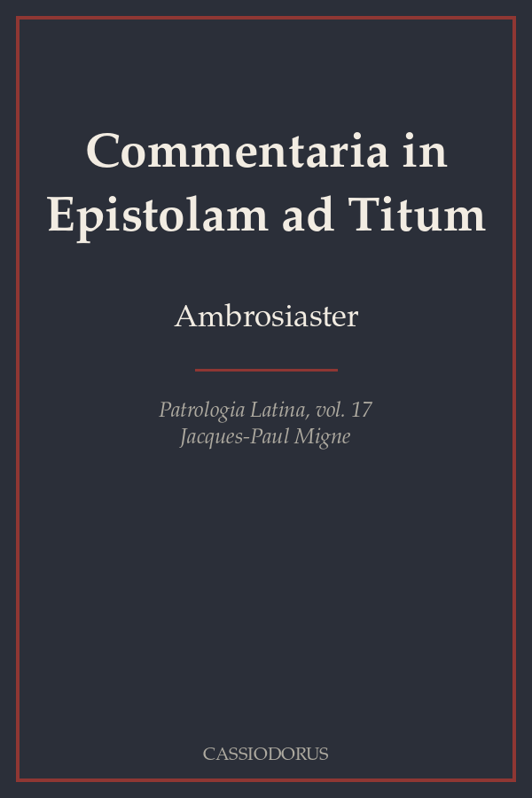 Commentaria in Epistolam ad Titum cover