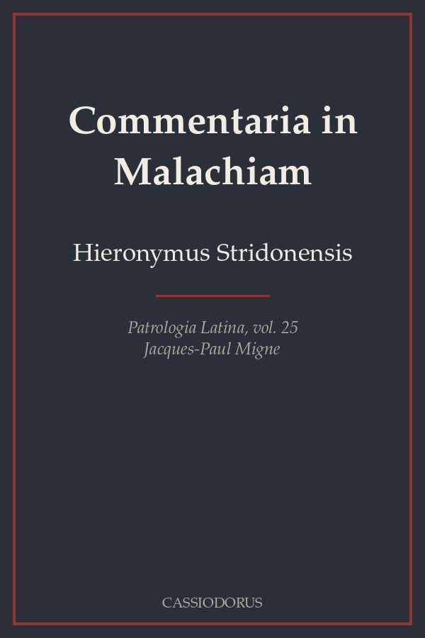 Commentaria in Malachiam cover