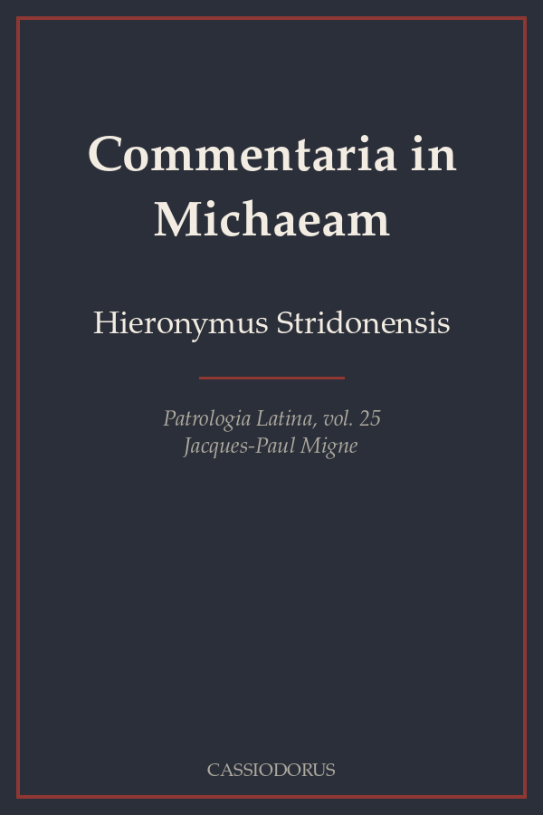 Commentaria in Michaeam cover