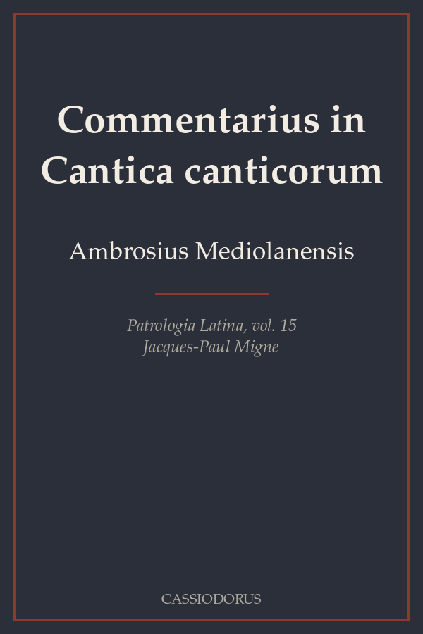 Commentarius in Cantica canticorum cover