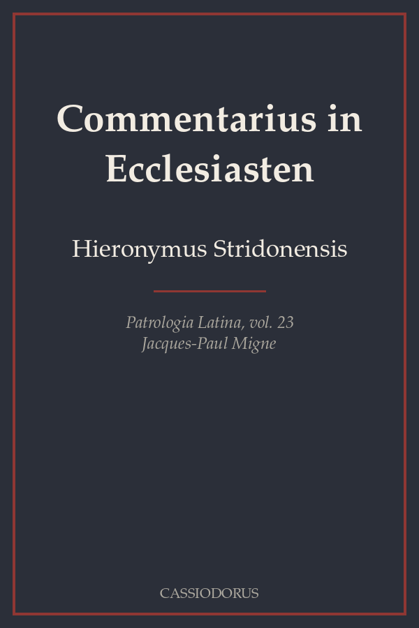 Commentarius in Ecclesiasten cover