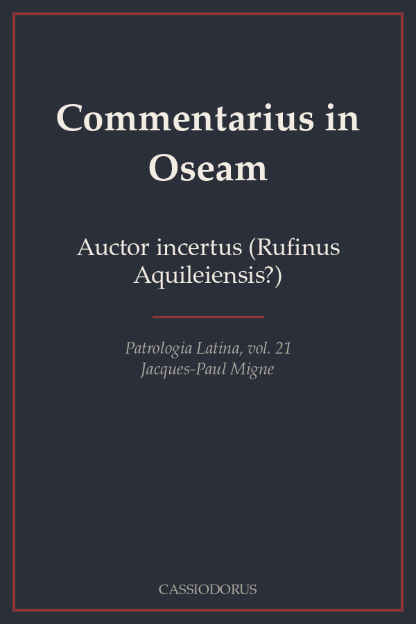 Commentarius in Oseam cover