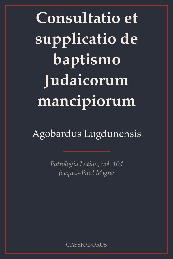 Consultatio et supplicatio de baptismo Judaicorum mancipiorum cover