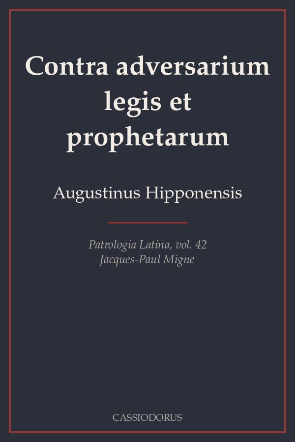 Contra adversarium legis et prophetarum cover