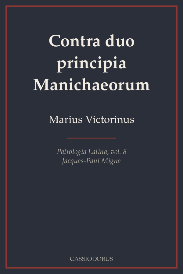 Contra duo principia Manichaeorum cover