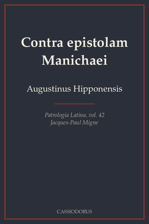 Contra epistolam Manichaei cover