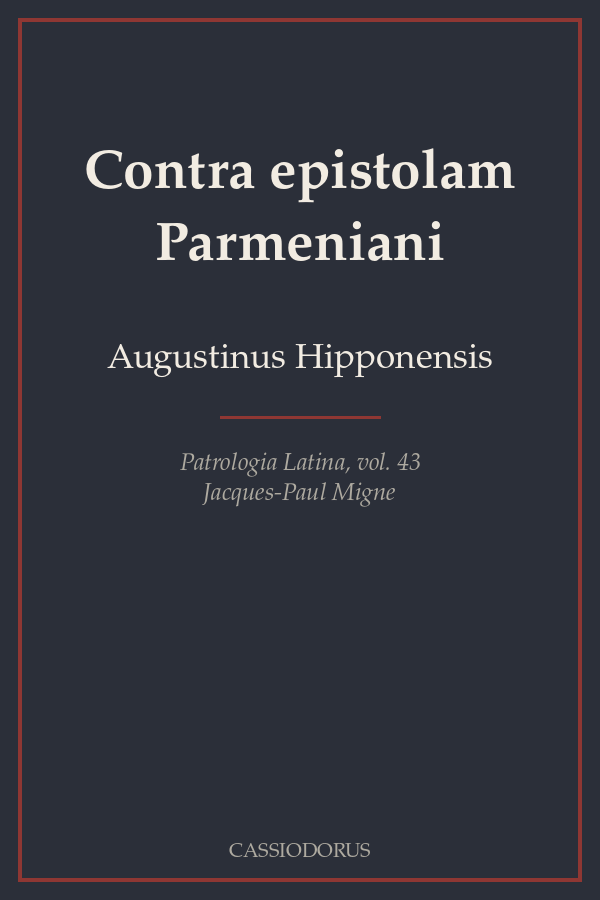 Contra epistolam Parmeniani cover