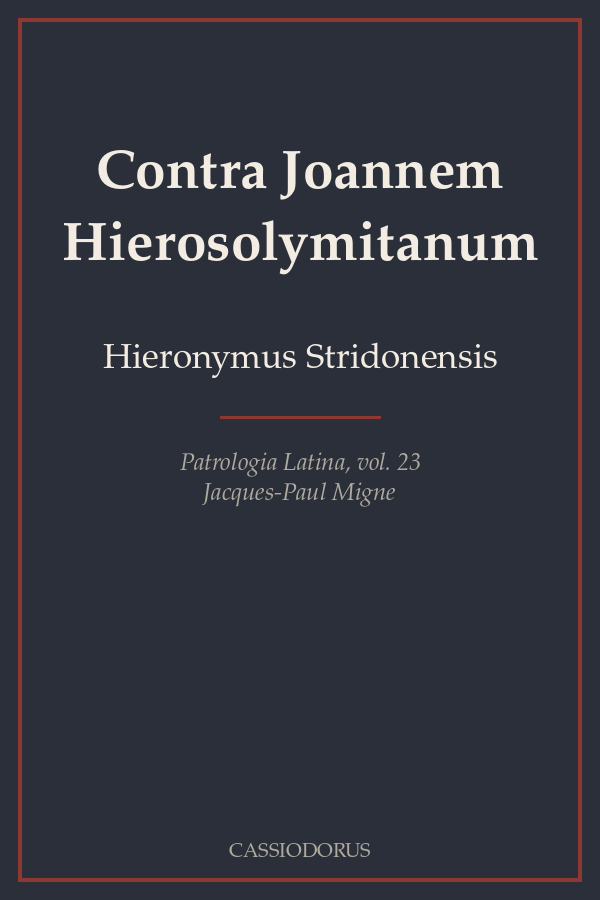 Contra Joannem Hierosolymitanum cover