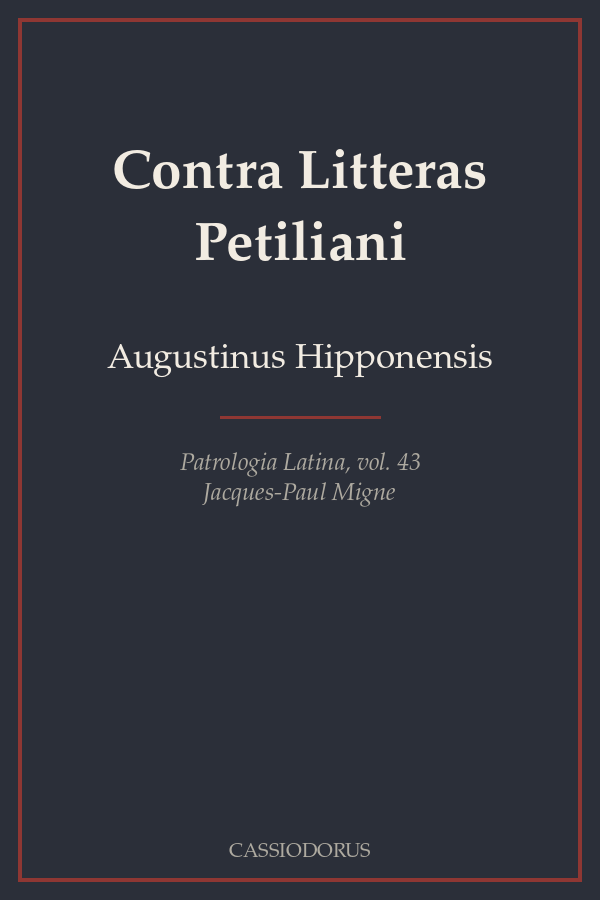 Contra Litteras Petiliani cover