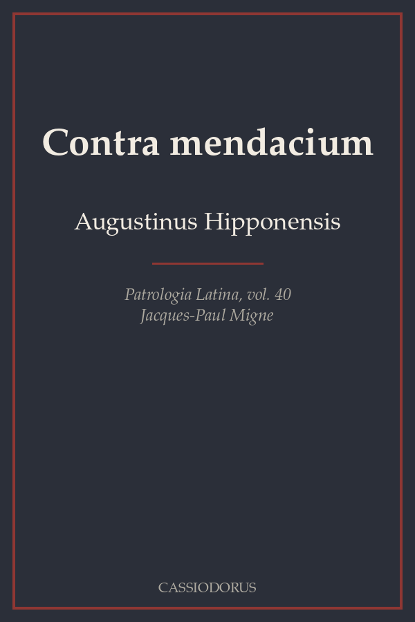 Contra mendacium cover