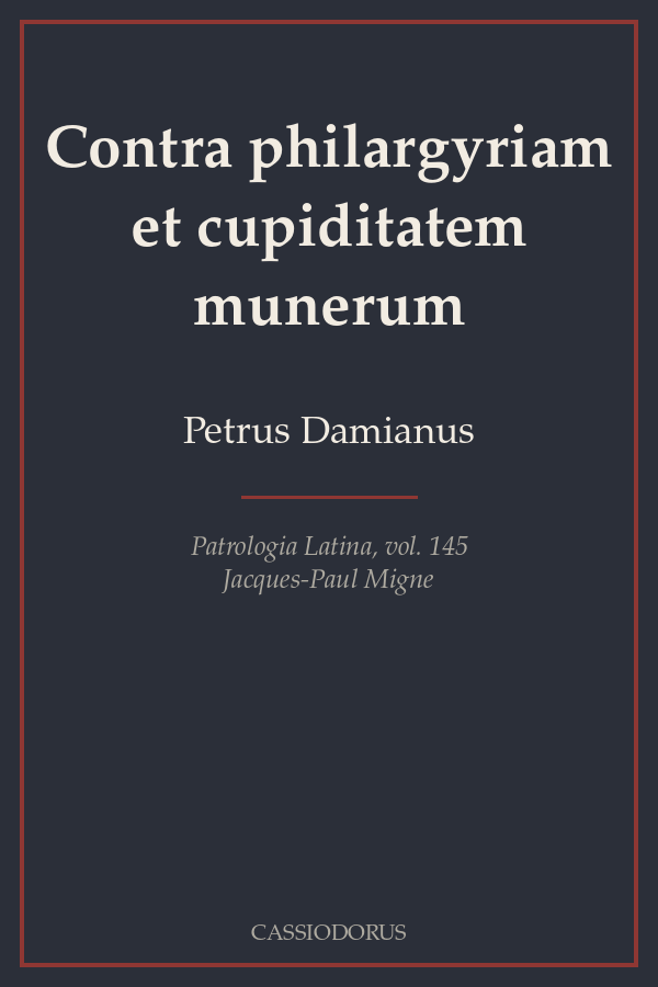 Contra philargyriam et cupiditatem munerum cover