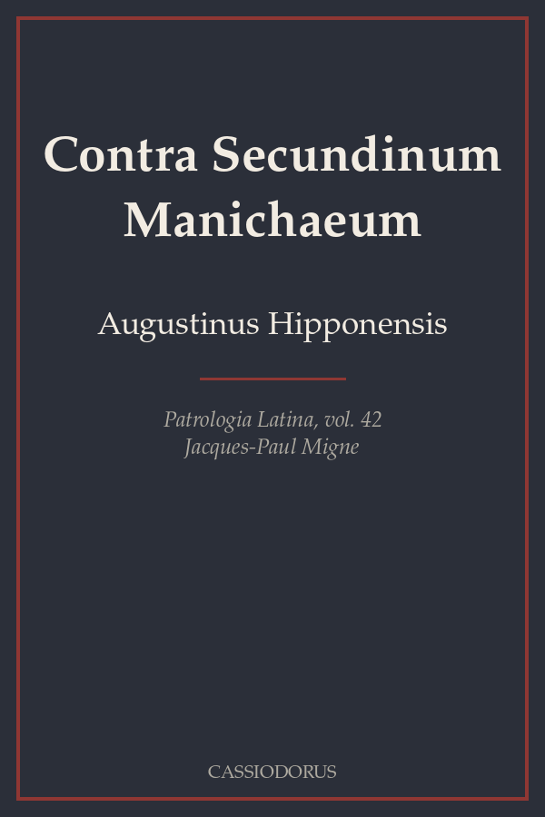 Contra Secundinum Manichaeum cover