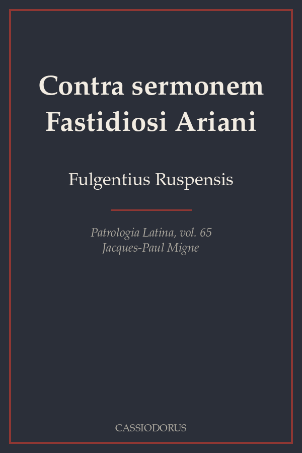 Contra sermonem Fastidiosi Ariani cover