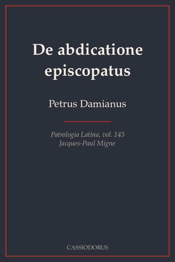 De abdicatione episcopatus cover