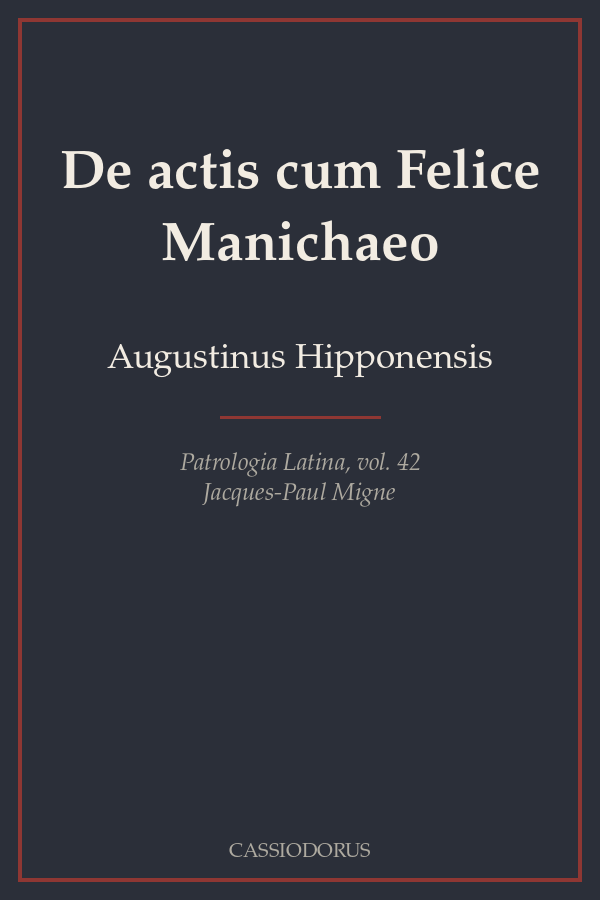 De actis cum Felice Manichaeo cover